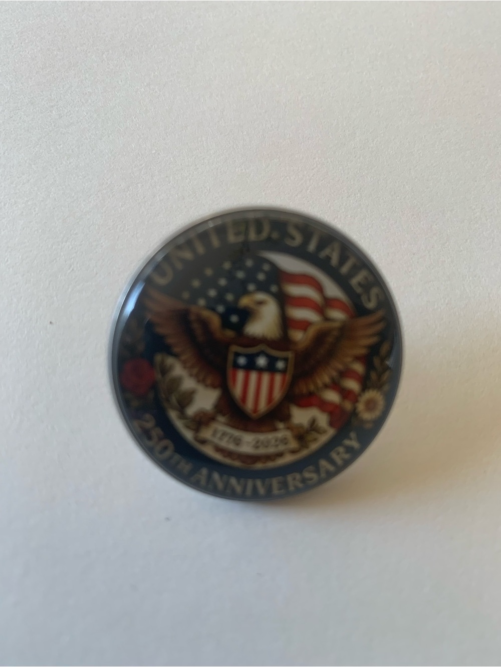Patriotic Eagle 250th Anniversary Decorative Pin - Brown, Red, Blue
